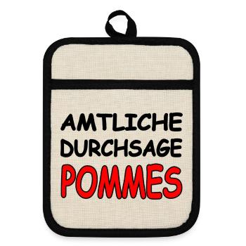 Pommes - Topflappen mit Gummirückseite - Leinen/Schwarz  - Vorne