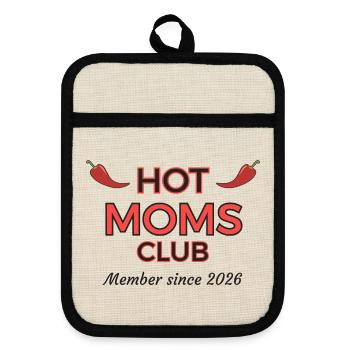 Hot Moms Club - Member since 2026 - Topflappen mit Gummirückseite - Leinen/Schwarz  - Vorne