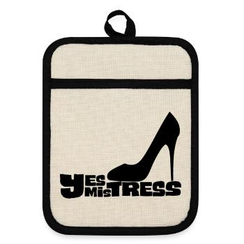 Ja, Herrin Stiletto Heel - Topflappen mit Gummirückseite - Leinen/Schwarz  - Vorne
