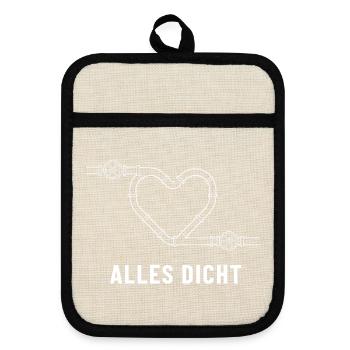 Alles Dicht Handwerker Rohr Herz Spruch Statement - Topflappen mit Gummirückseite - Leinen/Schwarz  - Vorne