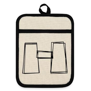 Fernglas handgezeichnet - Topflappen mit Gummirückseite - Leinen/Schwarz  - Vorne