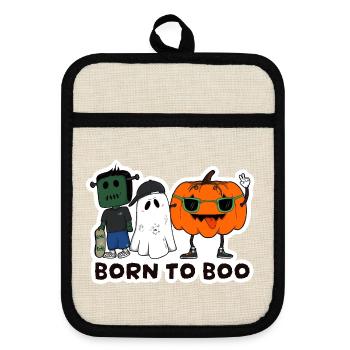 Born to Boo Halloween Crew - Topflappen mit Gummirückseite - Leinen/Schwarz  - Vorne