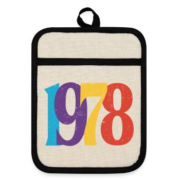 Geboren 1978 Geburtstagsgeschenk Geburtstag 78 - Topflappen mit Gummirückseite - Leinen/Schwarz  - Vorne