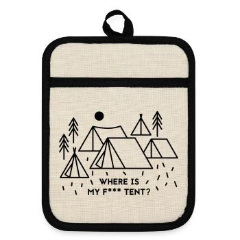 Where is my tent? - Topflappen mit Gummirückseite - Leinen/Schwarz  - Vorne