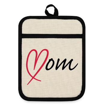 Mom Heart | Herz - Maniques avec dos en caoutchouc - lin/noir  - Devant