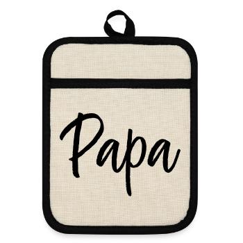 Papa Familie Eltern Liebe Typografie Geschenk - Topflappen mit Gummirückseite - Leinen/Schwarz  - Vorne