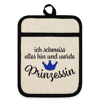Lustige Sprüche - Topflappen mit Gummirückseite - Leinen/Schwarz  - Vorne