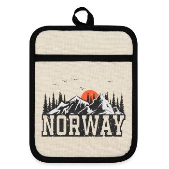 Norwegen - Topflappen mit Gummirückseite - Leinen/Schwarz  - Vorne