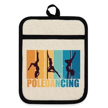 Poledancing Pole dance Vintage Retro Gift - Pot holders with rubber back - linen/black  - Front