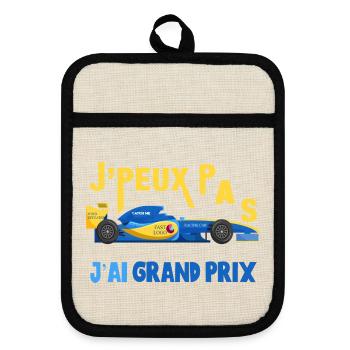 J'peux pas j'ai grand prix cadeau course voiture - Maniques avec dos en caoutchouc - lin/noir  - Devant