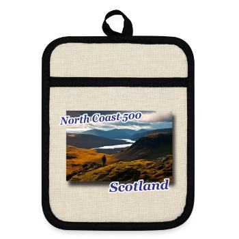 nc500 scotland - Pot holders with rubber back - linen/black  - Front