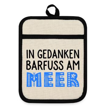 Strandspaziergang - Topflappen mit Gummirückseite - Leinen/Schwarz  - Vorne
