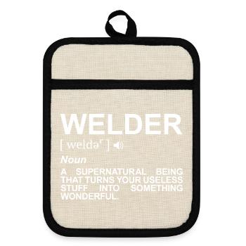 Welder Definition - Pot holders with rubber back - linen/black  - Front