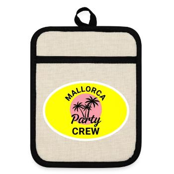 Mallorca Party Crew Palm Trees Neon - Pot holders with rubber back - linen/black  - Front