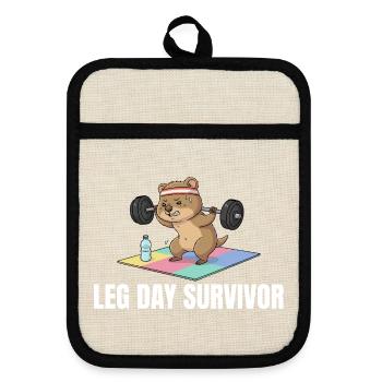 Leg Day Survivor Quokka Workout - Topflappen mit Gummirückseite - Leinen/Schwarz  - Vorne