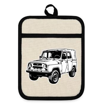 Véhicule tout-terrain UAZ (2 couleurs) - Maniques avec dos en caoutchouc - lin/noir  - Devant