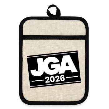 Jga 2026 Bachelor Party - Pot holders with rubber back - linen/black  - Front