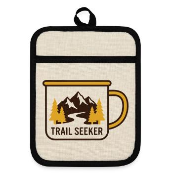 Logo de randonnée Mountains Mug - Maniques avec dos en caoutchouc - lin/noir  - Devant
