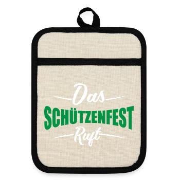 Das Schützenfest ruft / Schützenbruder Verein - Topflappen mit Gummirückseite - Leinen/Schwarz  - Vorne