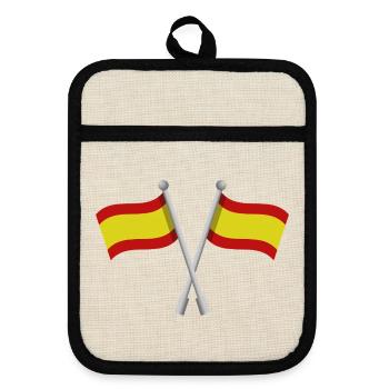 Spanische Flagge - Topflappen mit Gummirückseite - Leinen/Schwarz  - Vorne