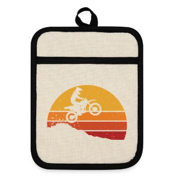 Dirt Bike Motocross Motorrad Enduro Motorradfahrer - Topflappen mit Gummirückseite - Leinen/Schwarz  - Vorne