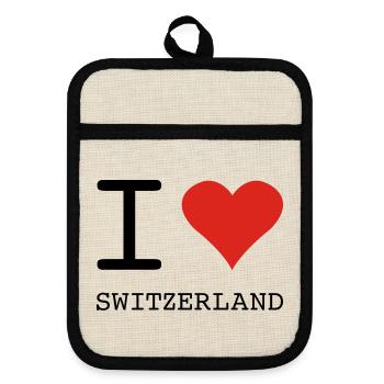 I LOVE SWITZERLAND - Maniques avec dos en caoutchouc - lin/noir  - Devant