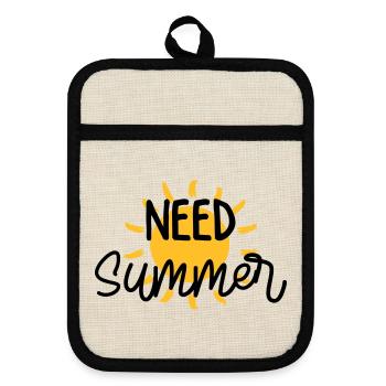 Need Summer / Sonne / Eté / Holidays / Sun / Beach - Pot holders with rubber back - linen/black  - Front