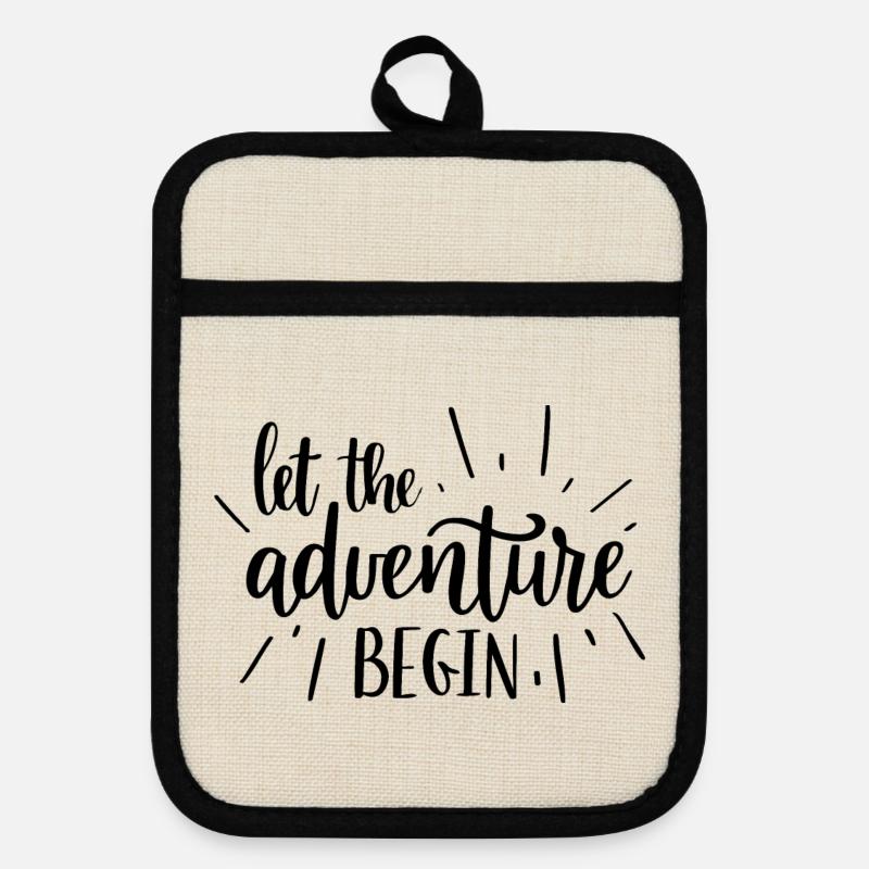 Adventure Beginner Motif Design - Pot holders with rubber back - linen/black 