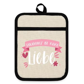 Bauchtanz tanzen Bauchtänzerin Tänzerin Geschenk - Topflappen mit Gummirückseite - Leinen/Schwarz  - Vorne