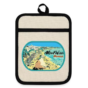 Illustration Peneco Beach, Albufeira, Algarve - Pot holders with rubber back - linen/black  - Front