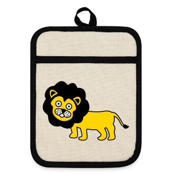 Le lion comme design pour enfants - Maniques avec dos en caoutchouc - lin/noir  - Devant