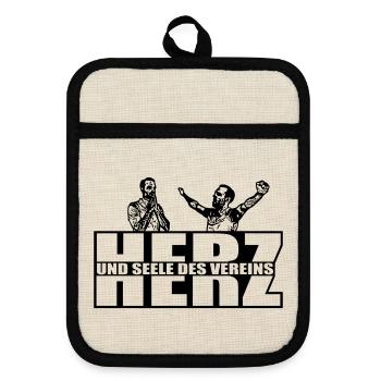 Herz und Seele des Vereins - Topflappen mit Gummirückseite - Leinen/Schwarz  - Vorne
