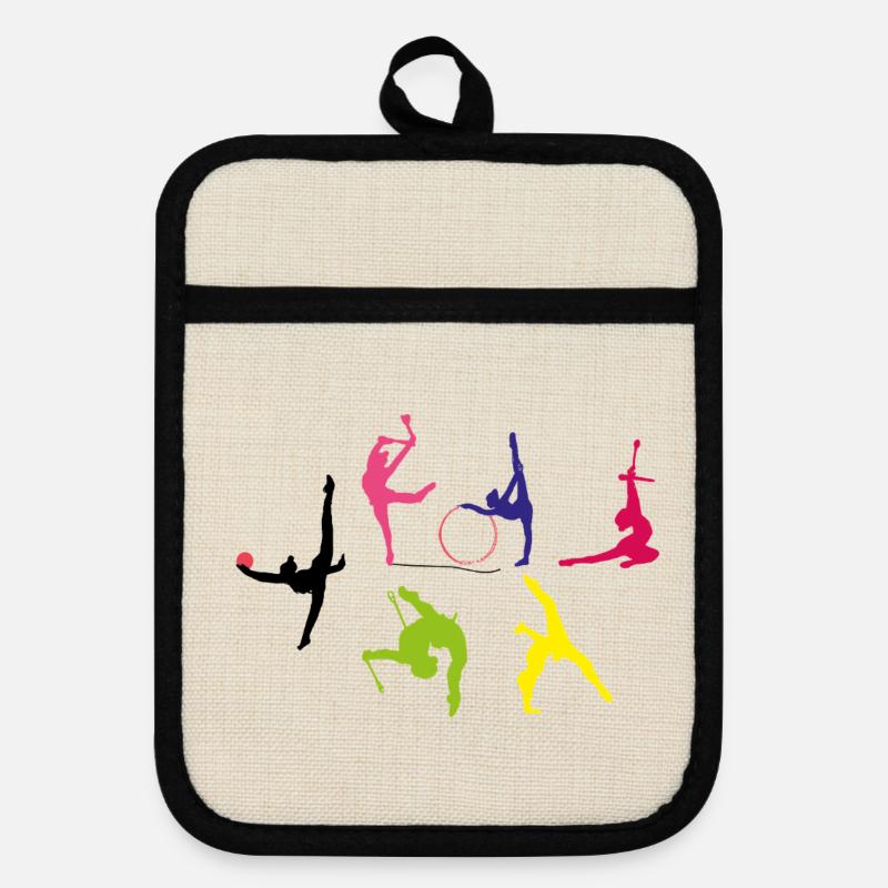 Rhythmic gymnastics - Pot holders with rubber back - linen/black