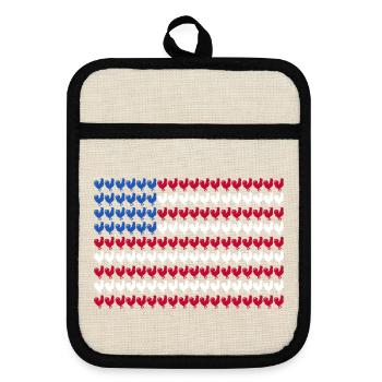 Patriotic Farmer Rooster Flock Poultry USA Pride C - Topflappen mit Gummirückseite - Leinen/Schwarz  - Vorne