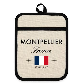 Montpellier, France, coordonne le souvenir de voyage - Maniques avec dos en caoutchouc - lin/noir  - Devant