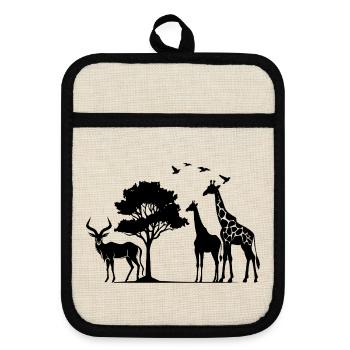 Afrika Safaritour Tiere Africa Urlaub Natur - Topflappen mit Gummirückseite - Leinen/Schwarz  - Vorne