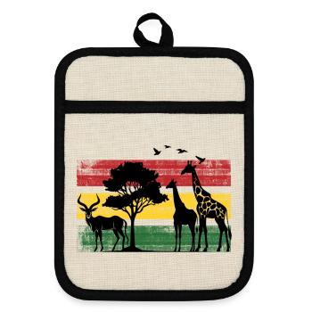 Afrika Safaritour Tiere Africa Urlaub Natur - Topflappen mit Gummirückseite - Leinen/Schwarz  - Vorne