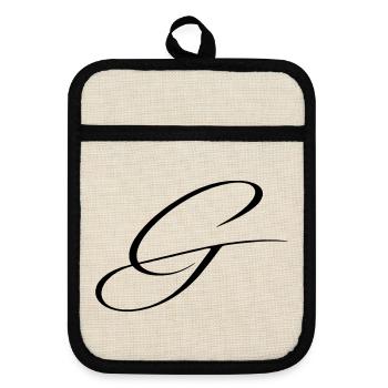 Name mit Anfangsbuchstabe G Greta Gabriel - Topflappen mit Gummirückseite - Leinen/Schwarz  - Vorne