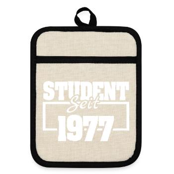 Student 1977 - Topflappen mit Gummirückseite - Leinen/Schwarz  - Vorne