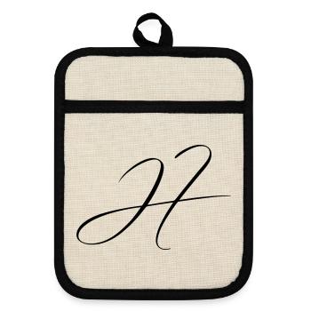 Name mit Anfangsbuchstabe H Hannah Henry Henrik - Topflappen mit Gummirückseite - Leinen/Schwarz  - Vorne