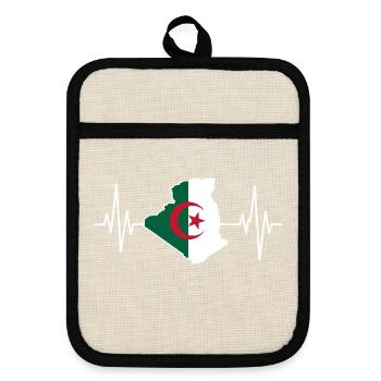 Algerischer Herzschlag Algerien Herzschlag Herzschlag - Topflappen mit Gummirückseite - Leinen/Schwarz  - Vorne