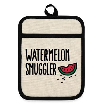 Watermelon smuggler - Pot holders with rubber back - linen/black  - Front