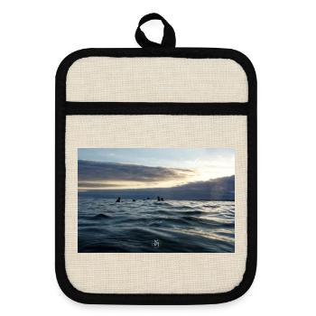 Crépuscule sur les vagues - Maniques avec dos en caoutchouc - lin/noir  - Devant