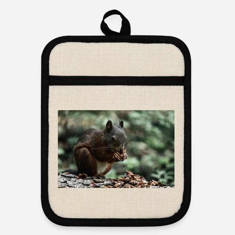 Small paws, big hunger - Pot holders with rubber back - linen/black 