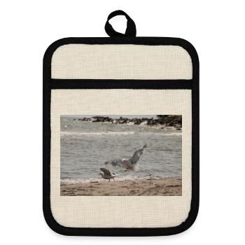 Zwischen Himmel und Meer - Topflappen mit Gummirückseite - Leinen/Schwarz  - Vorne