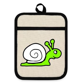 Snail Shell Cute Cute Happy Cool - Pot holders with rubber back - linen/black  - Front