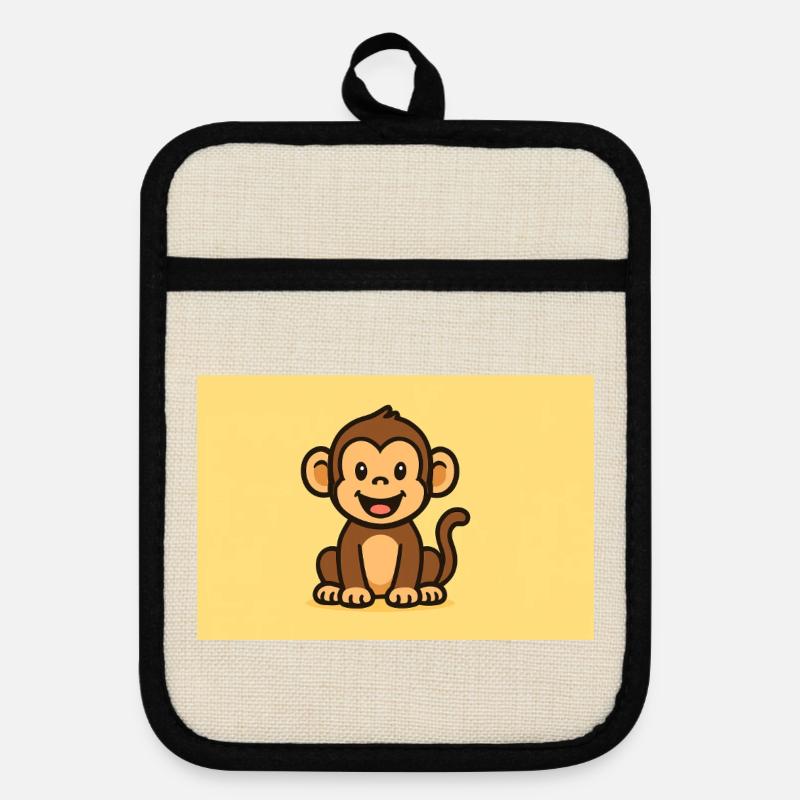 Monkey - Pot holders with rubber back - linen/black 