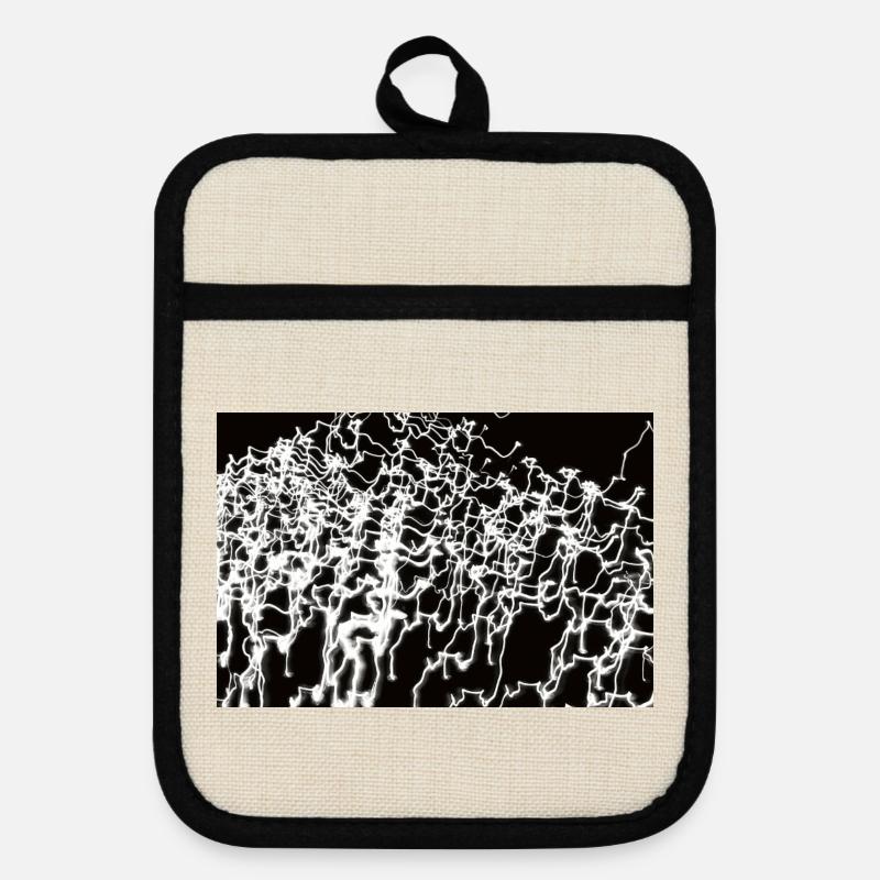 Lichtspiele 7 - Pot holders with rubber back - linen/black 