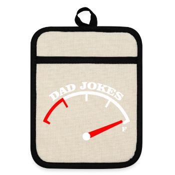 Dad Jokes Meter Tee Design - Pot holders with rubber back - linen/black  - Front