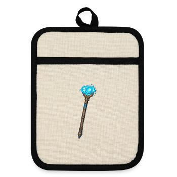 Magischer Kristallstab Blau - Topflappen mit Gummirückseite - Leinen/Schwarz  - Vorne